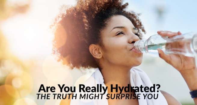 Woman dehydrated and thirsty drinking water illustrating surprising dehydration causes The Only Earth High Point NC
